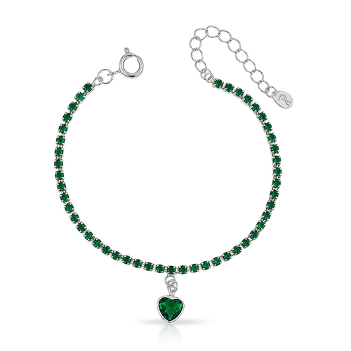 Pulseira Riviera Coração com Zircônia Esmeralda