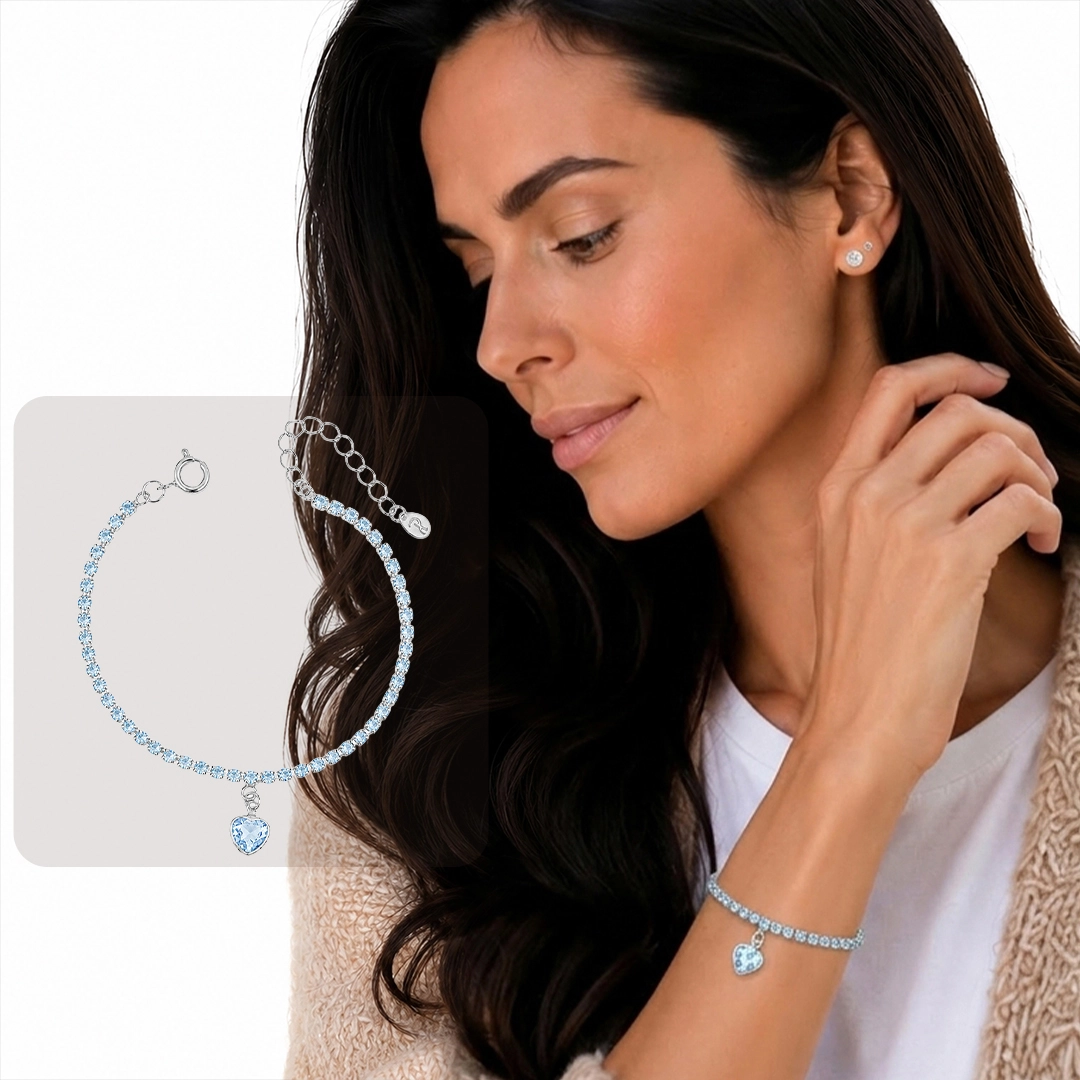 Pulseira Riviera Coração com Zircônia Topázio