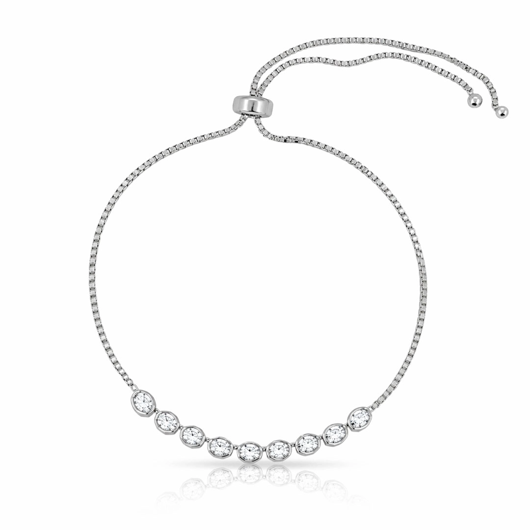 Pulseira Riviera Regulável com Zircônias Cristal
