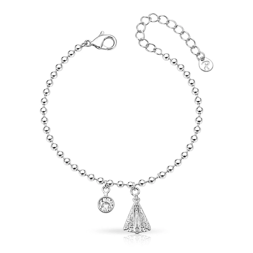 Pulseira de Esferas com Nossa Senhora Aparecida e Zircônia Cristal