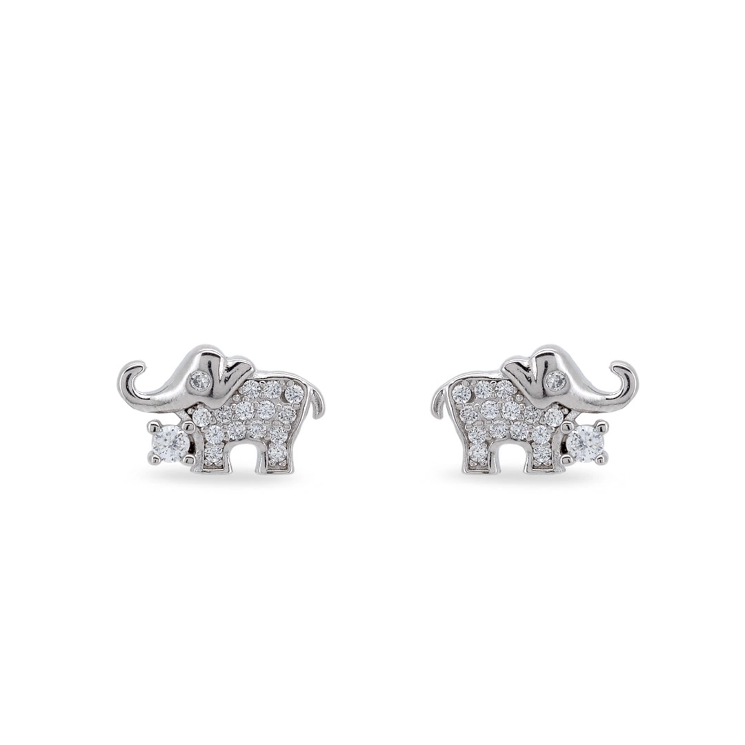 Brinco Top com Elefante e Zircônia Cristal