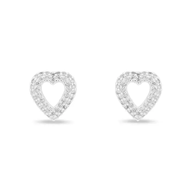Brinco Top Coração com Zircônia Cristal