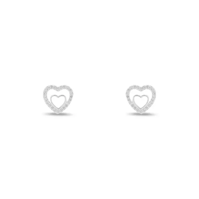 Brinco Top Coração com Zircônia Cristal