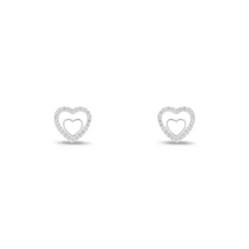 Brinco Top Coração com Zircônia Cristal