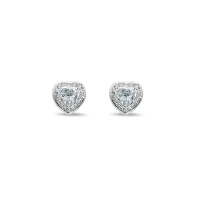 Brinco Top Coração com Zircônias Cristal