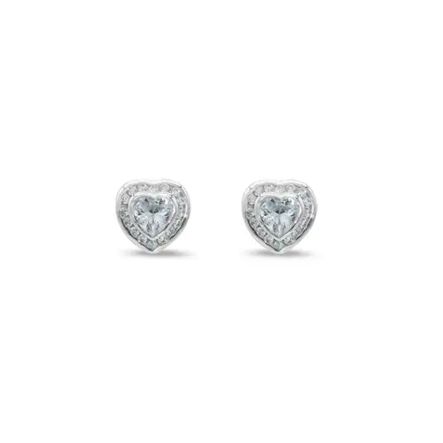 Brinco Top Coração com Zircônias Cristal