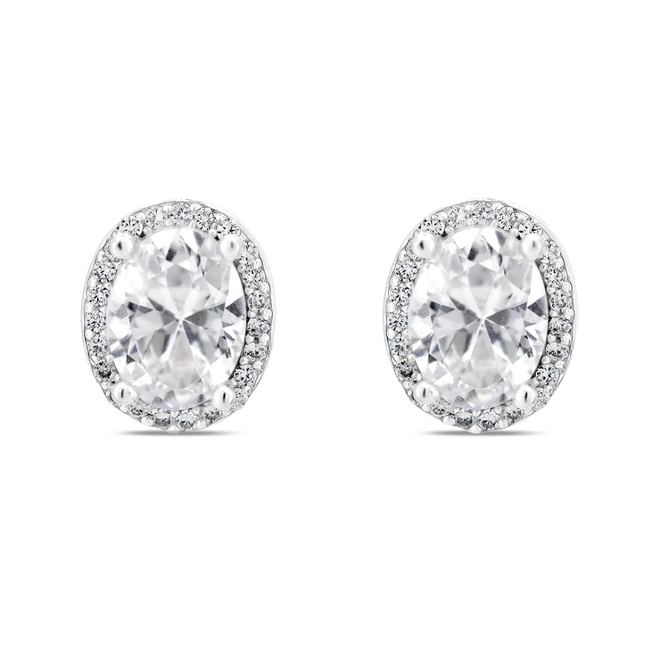 Brinco Top Oval com Zircônias Cristal