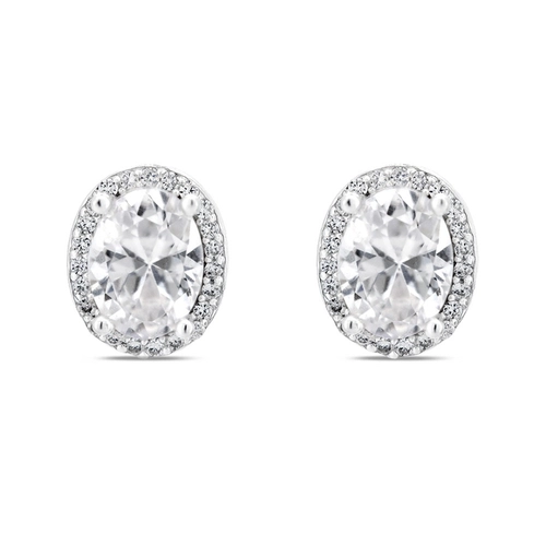 Brinco Top Oval com Zircônias Cristal