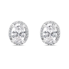 Brinco Top Oval com Zircônias Cristal