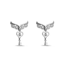 Brinco Balanço Asa e Chave com Zircônia Cristal
