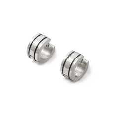 Brinco de Aço Argola Clic Fosca com Frisos Carbonados