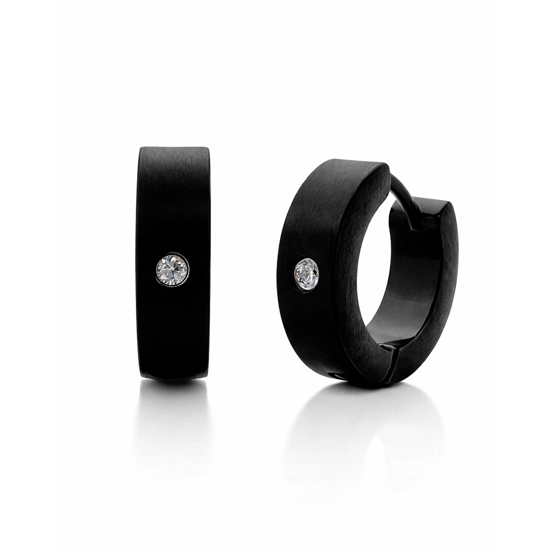 Brinco Argola Click Carbonada com Zircônia