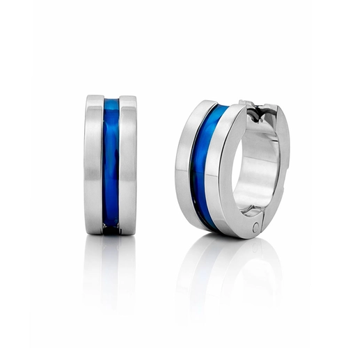 Brinco Argola Click com Cruz em Fibra de Carbono Azul