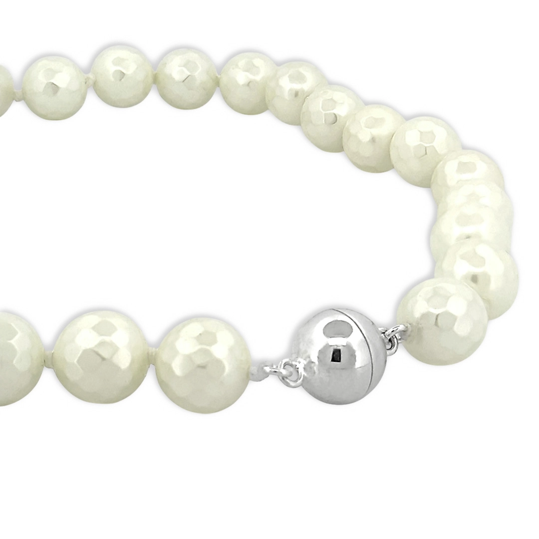 Colar de Pérola Glass Facetada com Fecho Imã