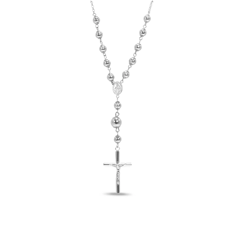 Colar Estilo Terço Cruz com Jesus Cristo