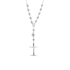 Colar Estilo Terço Cruz com Jesus Cristo