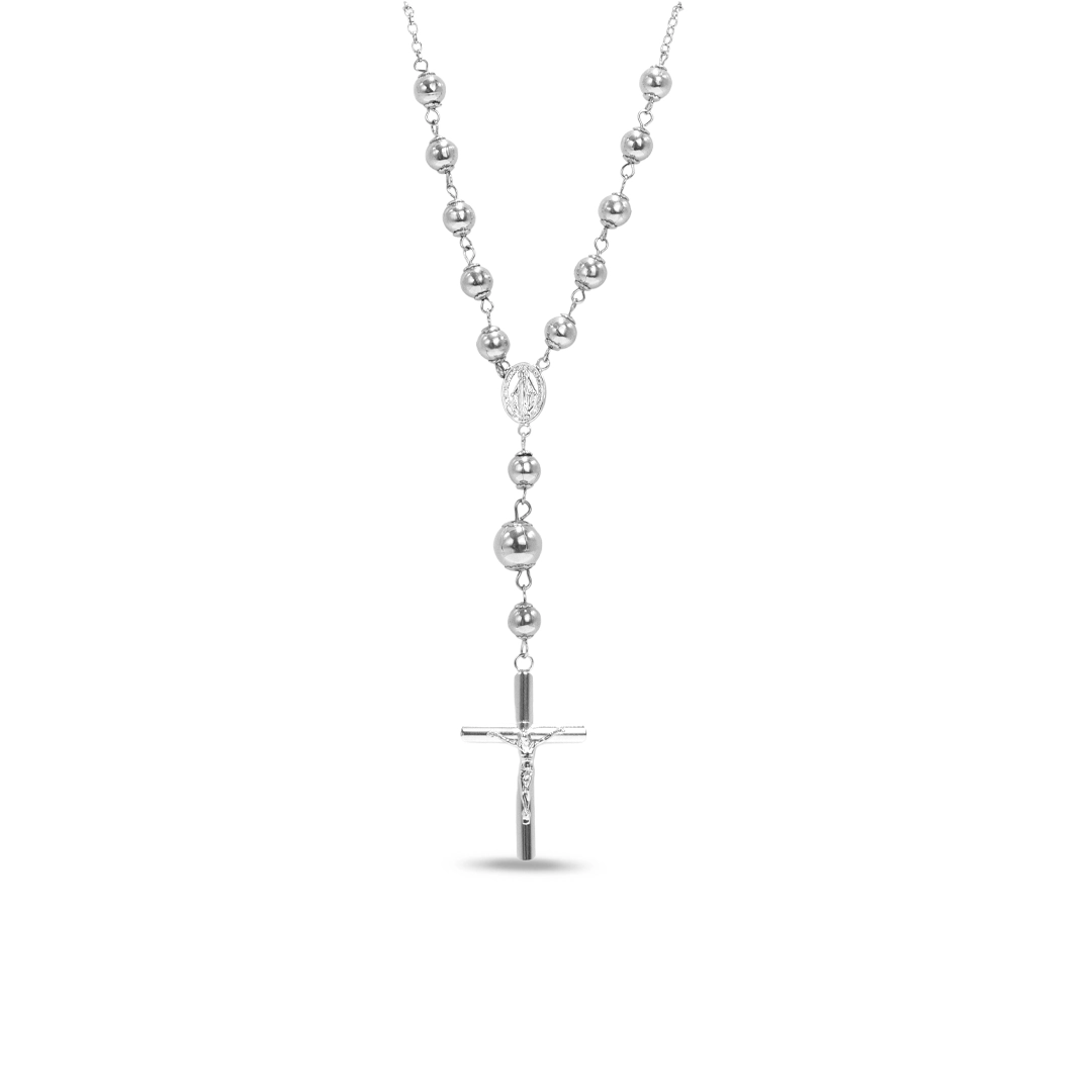 Colar Estilo Terço Cruz com Jesus Cristo
