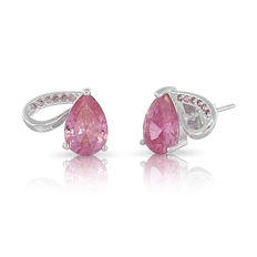 Brinco Top Gota com Zircônias Rosa
