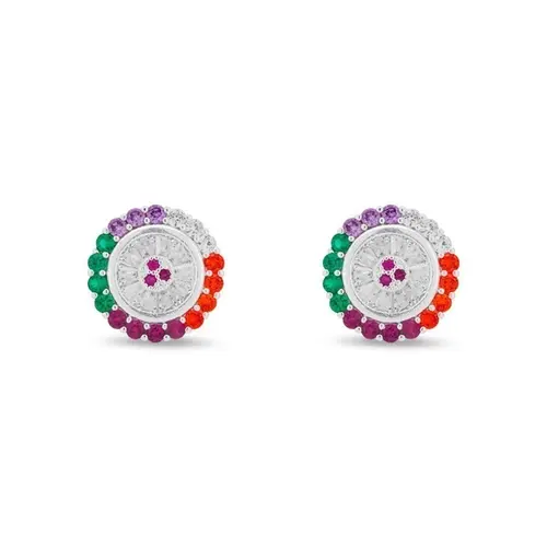 Brinco Top Redondo com Zircônias Coloridas