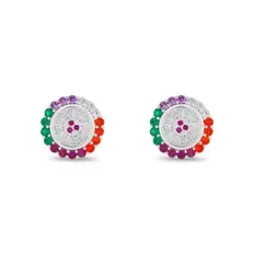 Brinco Top Redondo com Zircônias Coloridas