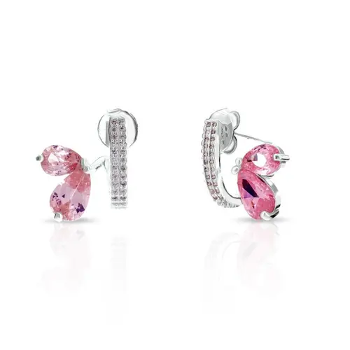 Brinco Top Trabalhado com Gotas em Zircônia Rosa