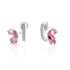 Brinco Top Trabalhado com Gotas em Zircônia Rosa