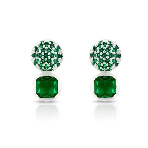 Brinco Top com Esfera e Zircônias Esmeralda