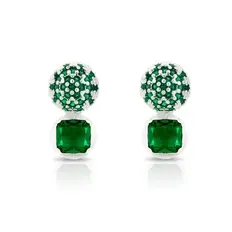 Brinco Top com Esfera e Zircônias Esmeralda
