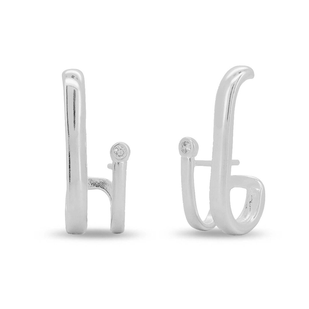 Brinco Top Duplo com Zircônia Cristal