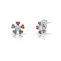 Brinco Top Flor com Zircônias Coloridas