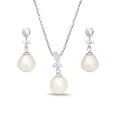 Conjunto Pérola Biwa Brilho Clássico com Zircônias Cristal