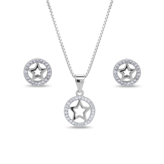Conjunto de Prata Redondo de Estrela
