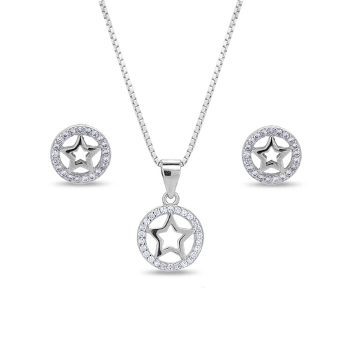 Conjunto de Prata Redondo de Estrela