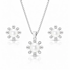 Conjunto com Zircônias Cristal e Pérola Biwa