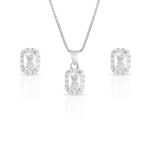 Conjunto com Zircônias Cristal Retangulares