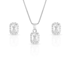 Conjunto com Zircônias Cristal Retangulares