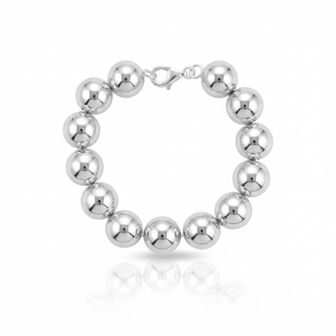 Pulseira de Esferas Espelhadas 12mm