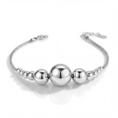 Pulseira em Malha Coreana Envelhecida com Esferas