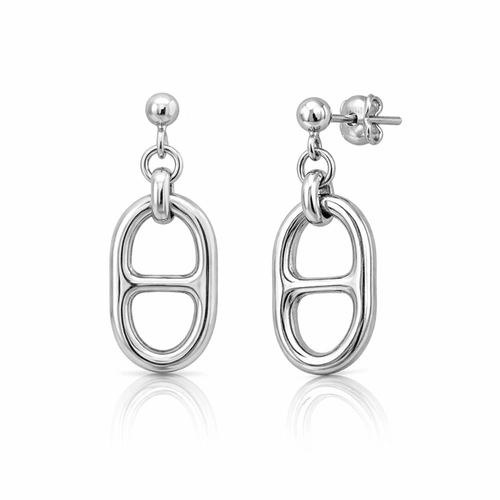 Brinco Balanço com Esfera e Elo Oval Espelhado