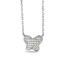 Gargantilha de Prata Borboleta com Zircônias Cristal