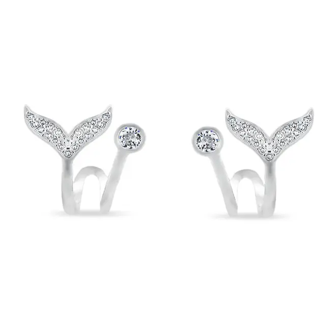 Brinco Top Cauda de Baleia com Zircônia Cristal