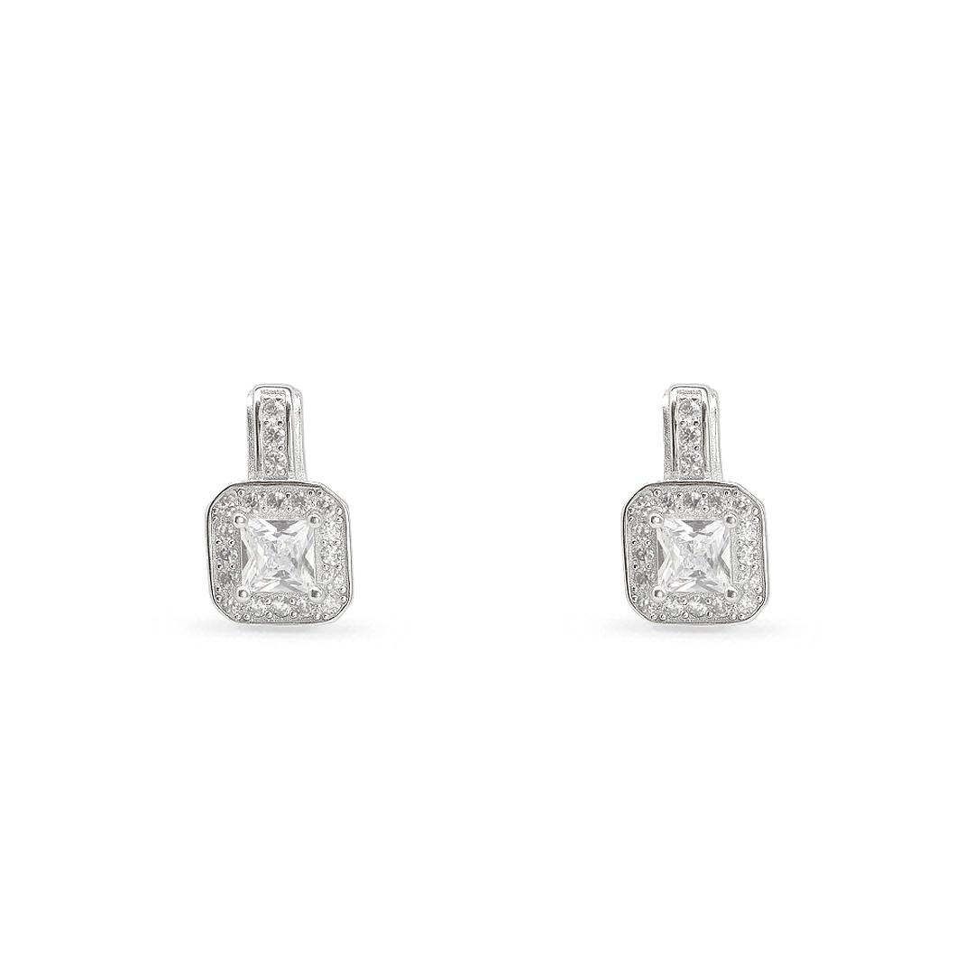 Brinco Top Quadrado com Zircônia Cristal