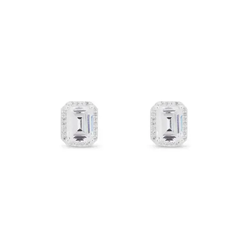 Brinco Top Retangular com Zircônias Cristal