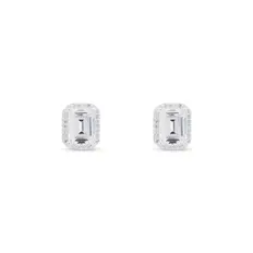 Brinco Top Retangular com Zircônias Cristal
