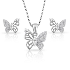 Conjunto de Prata Borboleta com Zircônias