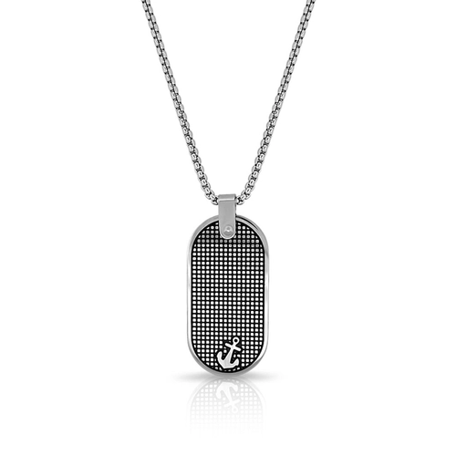Corrente com Pingente Oval Trabalhado Carbonado e Âncora