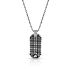 Corrente com Pingente Oval Trabalhado Carbonado e Âncora