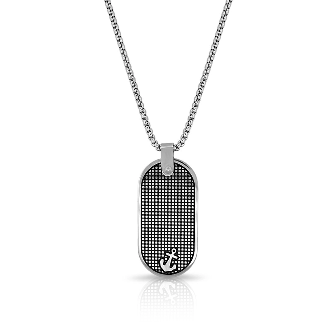 Corrente com Pingente Oval Trabalhado Carbonado e Âncora