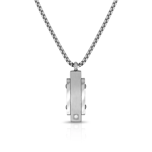 Corrente de Aço com Pingente e Zircônia Cristal