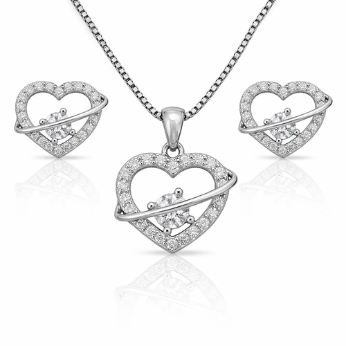 Conjunto Top Coração com Zircônias Cristal